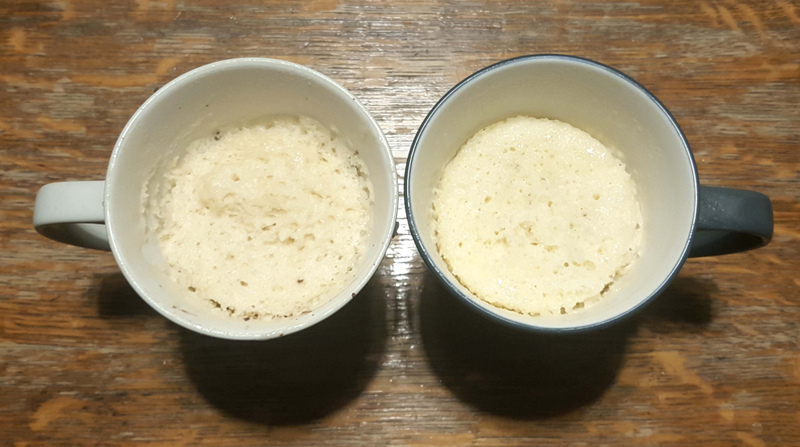 Homemade left, mix right